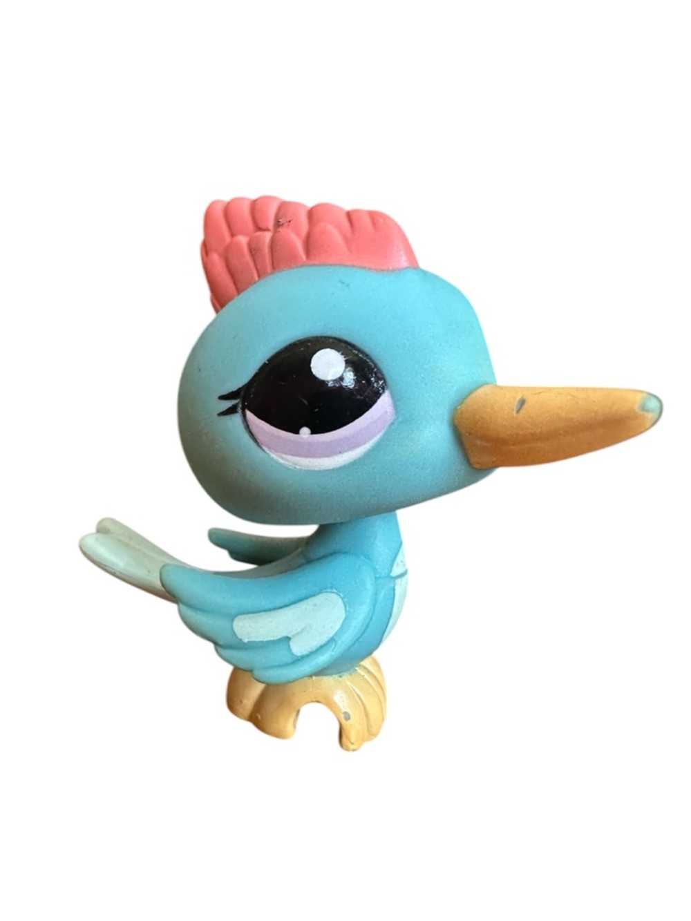 Littlest Pet Shop LPS #1787 Woodpecker Cyan Body Yellow Beak 2010 Hasbro